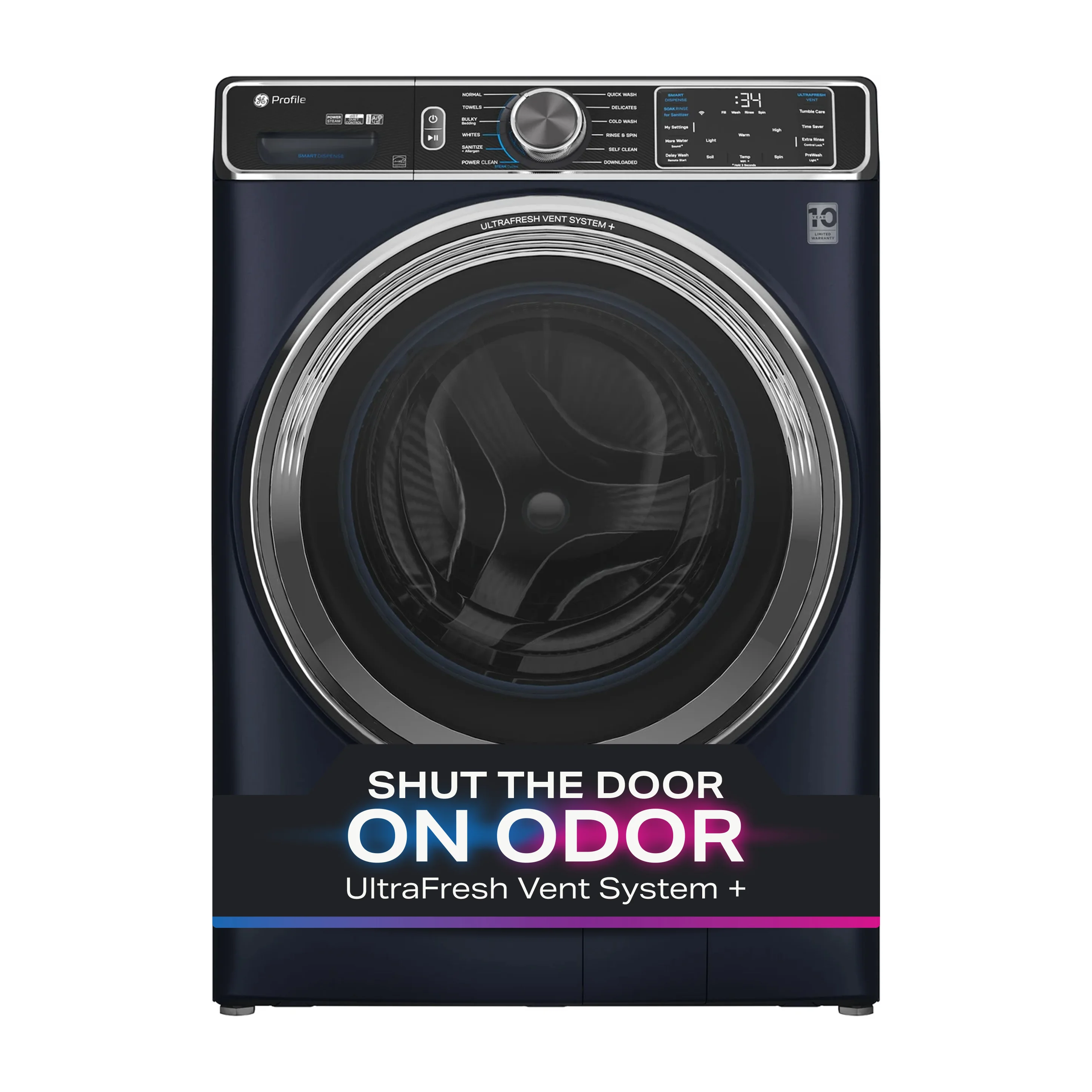 Factory Closeout GE Profile GE Profile™ 5.3 cu. ft. Capacity Smart Front Load ENERGY STAR® Washer with UltraFresh™ Vent System+ with OdorBlock™