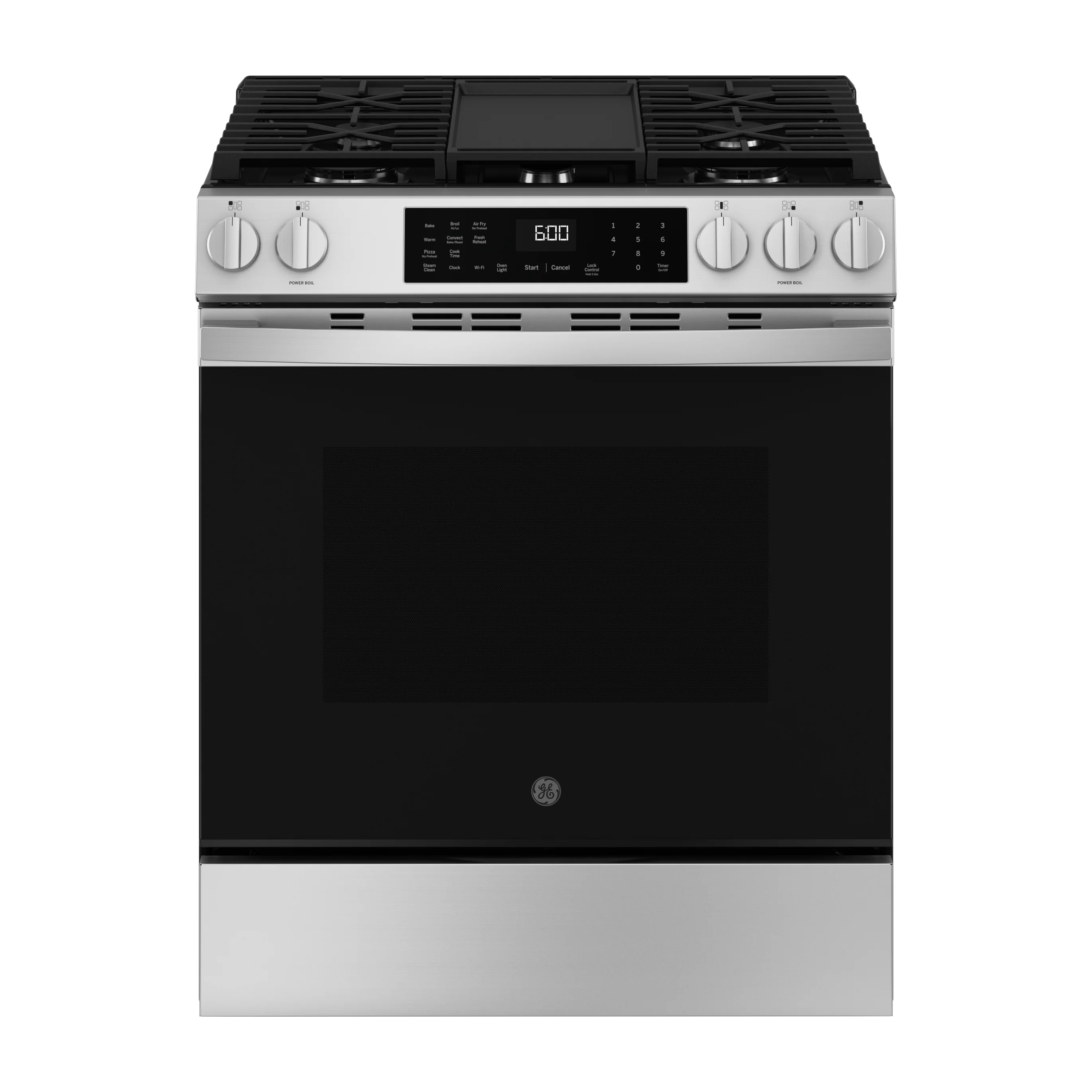 Factory Closeout GE GE® 30" Slide-In Front-Control Convection Gas Range with No Preheat Air Fry and EasyWash™ Oven Tray
