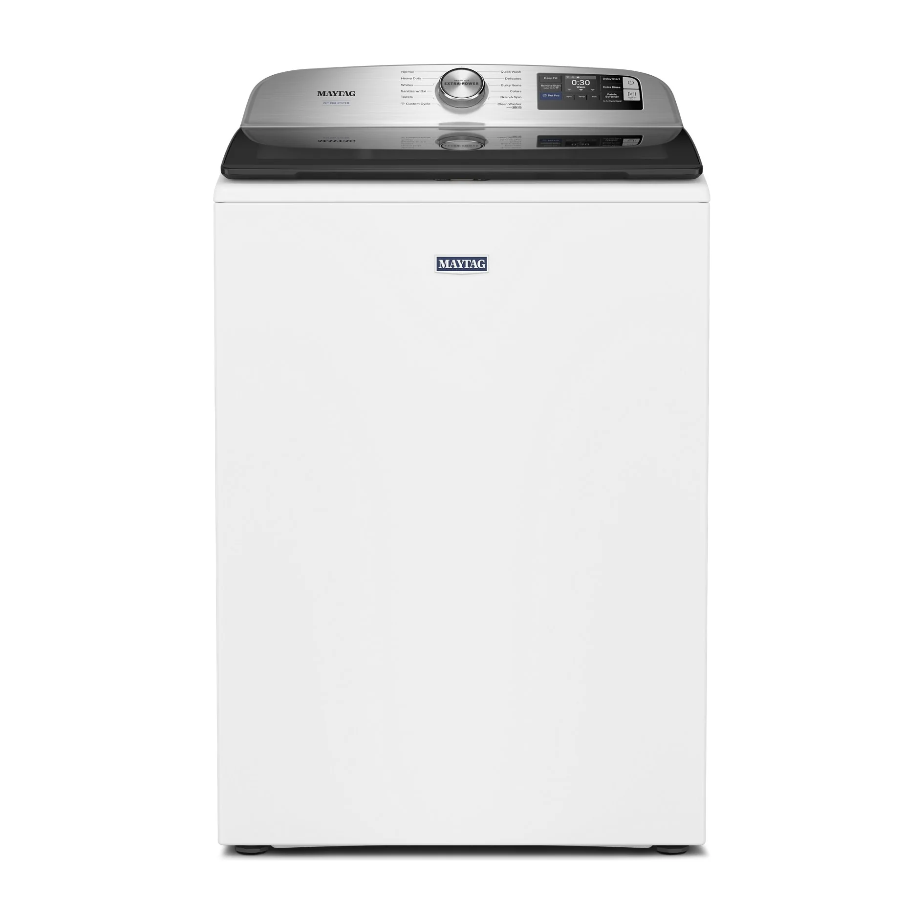 Factory Closeout Maytag 5.2 Cu. Ft. Pet Pro Top Load Agitator Washer with Extra Power and Sanitize Cycle with Oxi