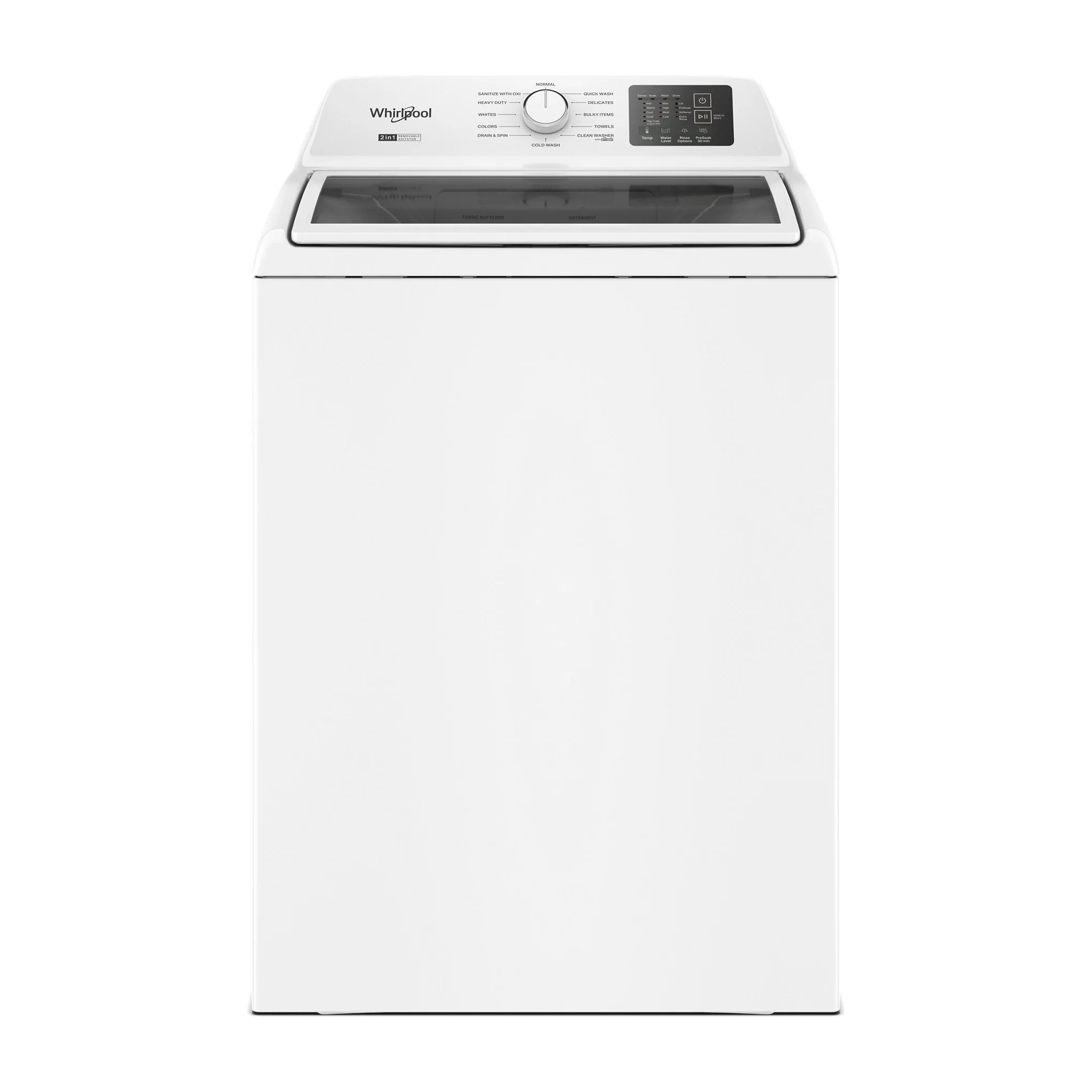 Factory Closeout Whirlpool 4.2 - 4.3 Cu. Ft. Whirlpool® Top Load Washer with 2-in-1 Removable Agitator and Soft Close Glass Lid