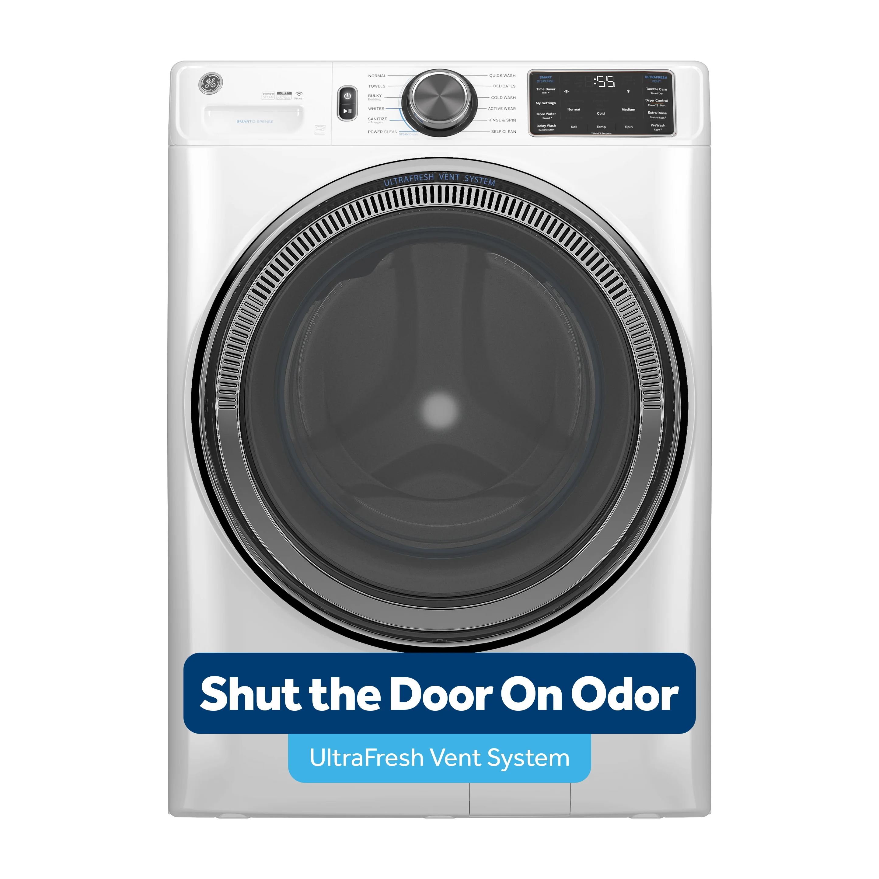 Factory Closeout GE GE® 4.8 cu. ft. Capacity Smart Front Load ENERGY STAR® Washer with UltraFresh Vent System with OdorBlock™ and Sanitize w/Oxi