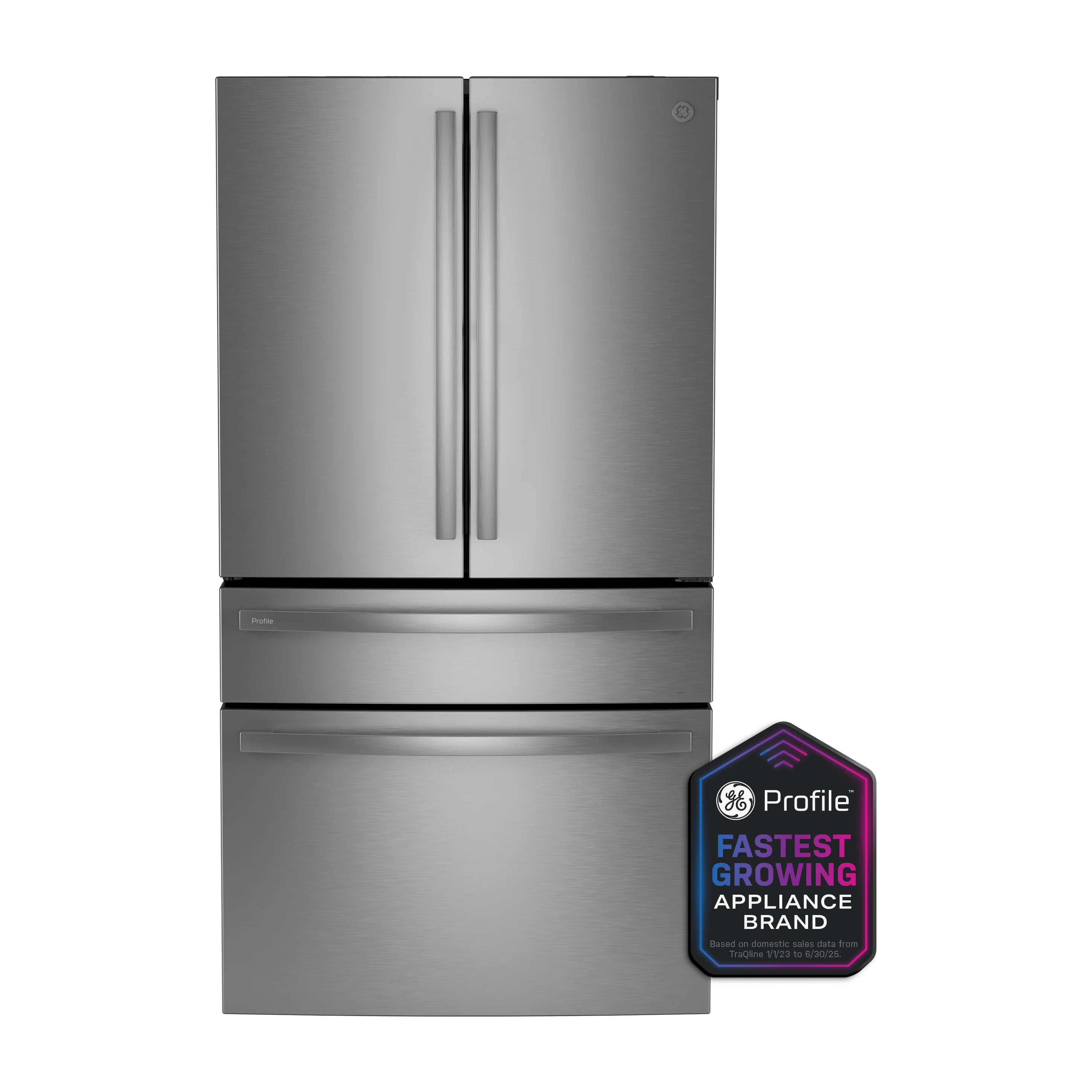 Factory Closeout GE Profile GE Profile™ Series ENERGY STAR® 28.7 Cu. Ft. Smart Fingerprint Resistant 4-Door French-Door Refrigerator With Dual-Dispense AutoFill Pitcher