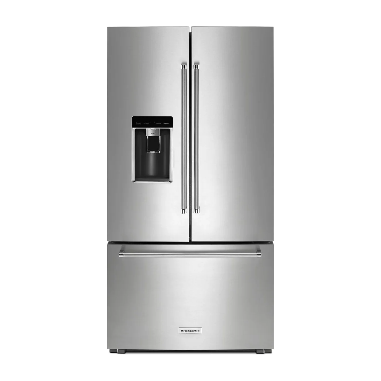 Factory Closeout KitchenAid 23.8 cu. ft. 36" Counter-Depth French Door Platinum Interior Refrigerator with PrintShield™ Finish