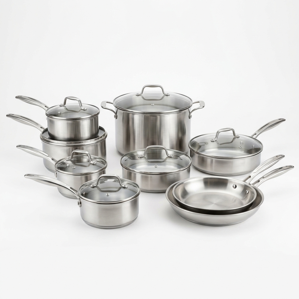 Factory Closeout Nutri-Stahl 12-Piece Stainless Steel Cookware Set